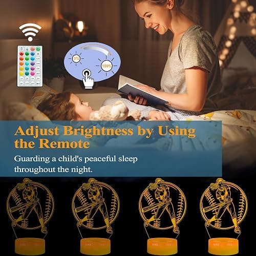 POSSHE Softball Night Light, Softball Gifts for Girls, 3D Illusion Lamp with Remote Control, 16 Colors Changing, RGB Flashing Mode and Dimmable, Softball Accessory Gifts for Girls Christmas Decor thumbnail 3