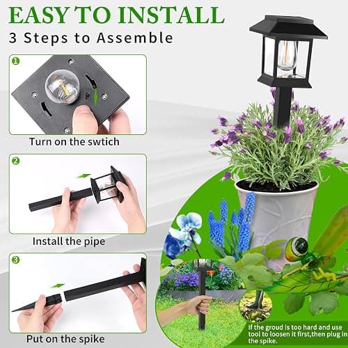 Greluna Solar Lights Outdoor,12 Pack 3000K Waterproof Auto On/Off Solar Pathway Lights for Your Garden, Landscape, Path, Yard, Patio, Driveway,Walkway Decor thumbnail 5