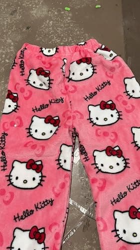 BIUGNVW Anime Pajamas Pants Women Cartoon Family Christmas Pajama Pants Kawaii Flannel Pajama Pants Black and Pink thumbnail 5