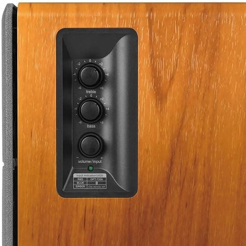 Edifier R1280DB Powered Bluetooth Bookshelf Speakers - Optical Input - Wireless Studio Monitors - 4 Inch Near Field Speaker - 42w RMS - Wood Grain thumbnail 3