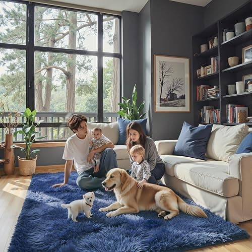 8x10 Area Rugs for Living Room Bedroom, Large Area Rug Shaggy Carpet Soft Plush Furry Bedside Rug, Rugs for Home Decor (Royal Blue, 8 x 10) thumbnail 5