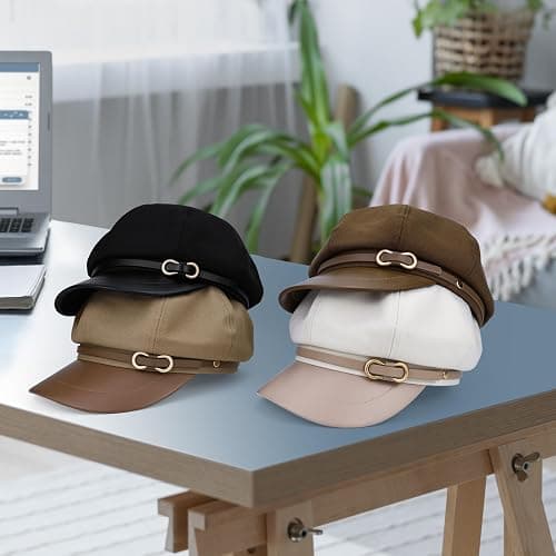 Busnos Newsboy Hats for Women and Men Beret Women's Hats & Caps Fall and Winter Womens Hat y2k Hat Women's Octagonal Cap thumbnail 3