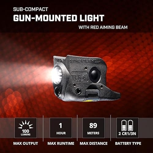 Streamlight 69270 TLR-6 100-Lumen Tactical Weapon Light with Integrated Red Aiming Laser Designed Exclusively and Solely for Glock 42/43/43X/48 (No Rail or MOS), Black thumbnail 5