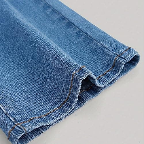 Girls Ripped Flare Jeans Wide Leg Bell Bottoms Elastic High Waist Denim Pants with Pocket Teen Retro Cool Streetwear thumbnail 5