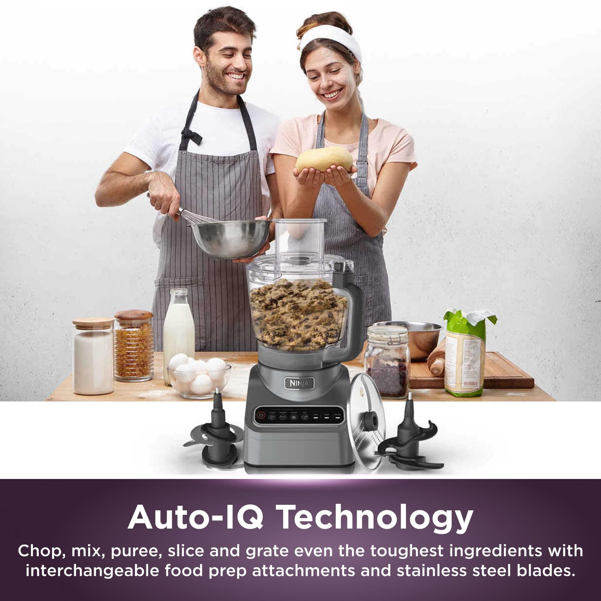 Ninja Professional Food Processor, 2.1L Capacity, 4 Auto-iQ Preset Programs, Auto-iQ Technology, Easy & Versatile Food Prep, BN650, Grey thumbnail 6