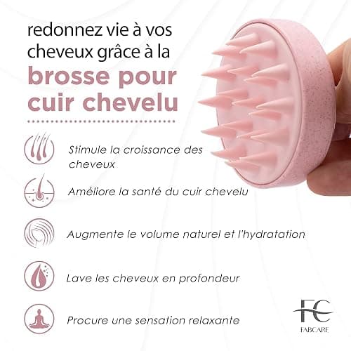 FABCARE Brosse Cuir Chevelu Masseur Pousse Cheveux Paille de Blé Silicone Gommage Humides Secs Circulation Sanguine Stimulation Massage Régénérant Durable Ergonomique Léger Antidérapant (Rose) thumbnail 3