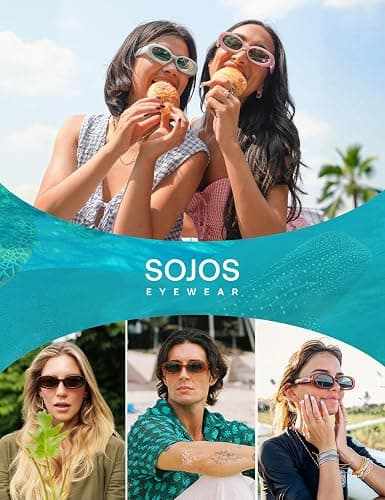 SOJOS Ocean Collection Retro Oval Polarized Sunglasses for Women Men Vintage Recycled Plastic Frame Eco-Friendly, Sunlight thumbnail 5
