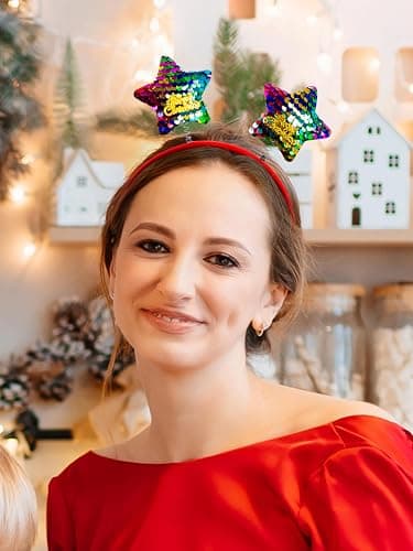 HOVACY 12 Pieces Christmas Headbands, Cute Xmas Head Toppers, Various Design Santa Hat Christmas Tree Snowman Reindeer Antler Headwears for Christmas Party Favors, Christmas Decorations thumbnail 6