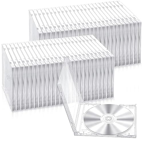 LEIFIDE 50 Piece 10.4 mm CD Jewel Cases Plastic CD Cases, Clear | Standard CD DVD Cover, For Protection Replacement - Image 1
