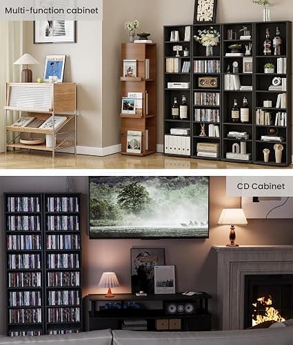 VPSMAT DVD Rack Tower, 8-Tier CD Cabinet with Adjustable Shelves DVD Storage Shelf for Living Room Bedroom Office thumbnail 7