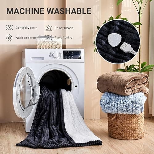 Qieryun Heated Blanket Electric Throw, Soft Flannel Heating Blanket with 8 Hours Auto Off 10 Fast Heating Levels Machine Washable Sherpa Heated Blanket with Overheating Protection thumbnail 6