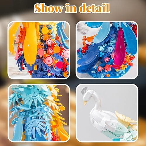 ZONECYTD Peacock Building Sets Animal with Flowers Art and Light for Girls Women Adults Home Decor Collection thumbnail 4