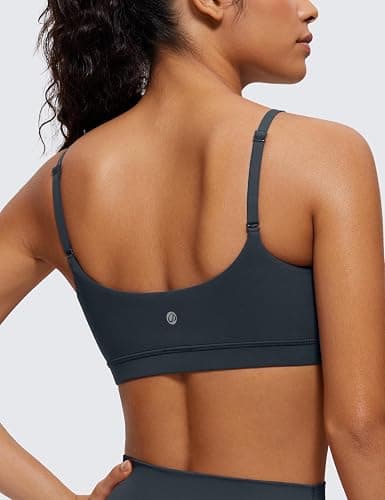 CRZ YOGA Butterluxe Adjustable Spaghetti Strap Sports Bras for Women - Scoop Neck Wireless Padded Yoga Workout Crop Top thumbnail 2