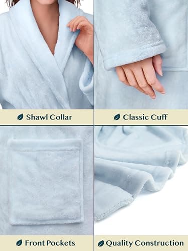 PAVILIA Womens Robe Fleece Plush Soft, Fluffy Fuzzy Cozy Warm Lightweight Bathrobe, Shower Spa House Long Robe for Women thumbnail 3
