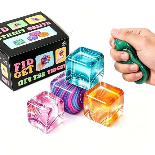 4 Pack Fidget Toys Squishy Stress Cube -Sensory Ball,Squishy Stress Relief Toys, Autism Fidget, Classroom Prize, Squishy Fidget Toys, Stress Balls for Adults & Kids - Image 1