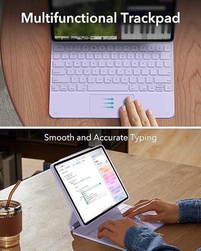 ESR iPad Air 13 Inch Case Keyboard (M3/M2, 2025/2024), Easy-Set Magnetic Stand, Portrait/Landscape Mode, Removable Case with Multi-Touch Trackpad, Rebound 360 Series, Purple thumbnail 6