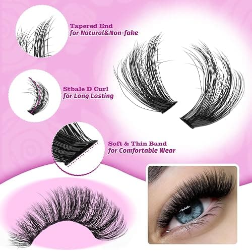 Yawamica Fluffier Lash Extension Kit Thick 200D Volume Eyelash Extension Kit 14-20mm Wispy Lash Clusters Kit D Curly Individual Lashes with Bond and Seal lash Tweezers DIY Cluster Eyelash Extensions thumbnail 5