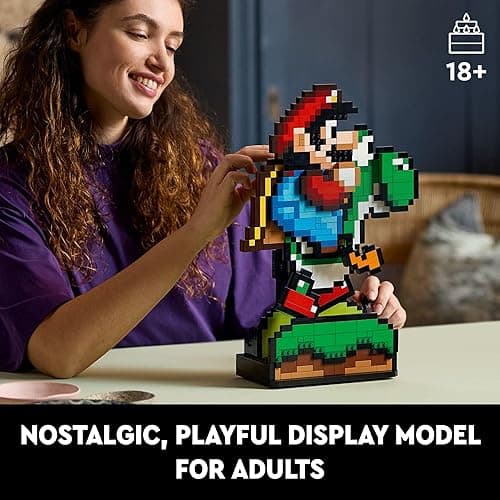 LEGO Super Mario World: Mario & Yoshi Nintendo Gift for Adult Fans, Mario Collectible Playset, Pixelated Nintendo Figures, Playful Display Model, Fun Room Décor, 71438 thumbnail 2