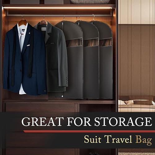 10 Pack 40-inch Garment Bags for Travel, Garment Bags for Hanging Clothes with Zipper and Visible Transparent Window，Black thumbnail 7