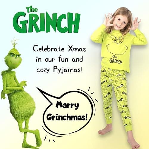 The Grinch Unisex Pyjama for Kids Long Sleeve 100% Cotton Winter Christmas Pyjama thumbnail 7