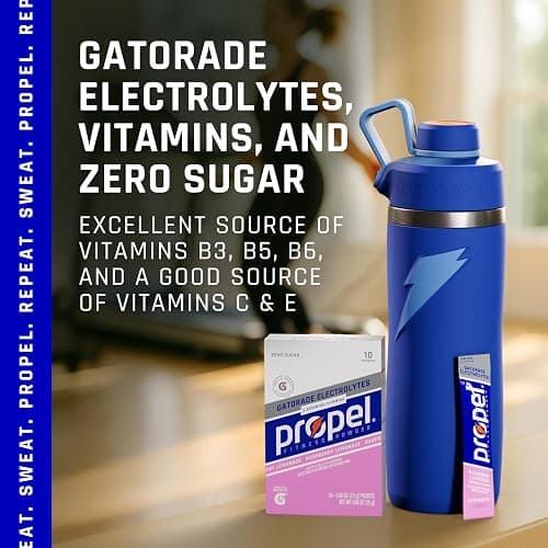 Propel Electrolyte Enhanced Water Drink Mix Powder Packets, 4 Flavor Variety Pack, Zero Calorie & Zero Sugar Hydration with Electrolytes and Vitamins C & E (50 Packets) - 4-Flavor Variety Pack - 10 Servings (Pack of 5) thumbnail 4