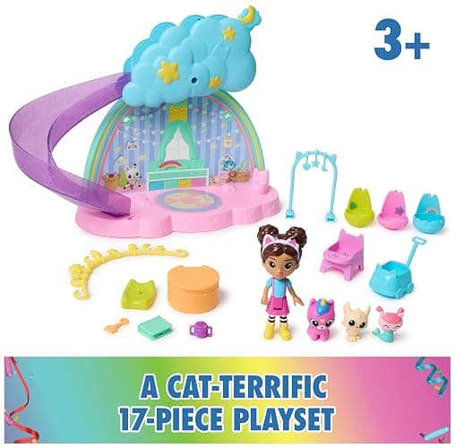 Gabby's Dollhouse Kitty Care Ear Purrfect Playroom – 17-Piece Playset with 4 Toy Figures, Dollhouse Furniture, Doll Accessories & Baby Doll Stuff for Kids Ages 3+ thumbnail 3