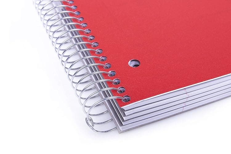 Mintra Office Durable Spiral Notebooks, 5 Subject (Red, College Ruled 1pk) thumbnail 5