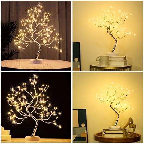 PXBNIUYA 108 LED Sparkly Fairy Tree Lamp, Warm White, Remote Control, USB/Battery, 8 Modes, DIY Bonsai Decor, Festival Decoration Light thumbnail 4