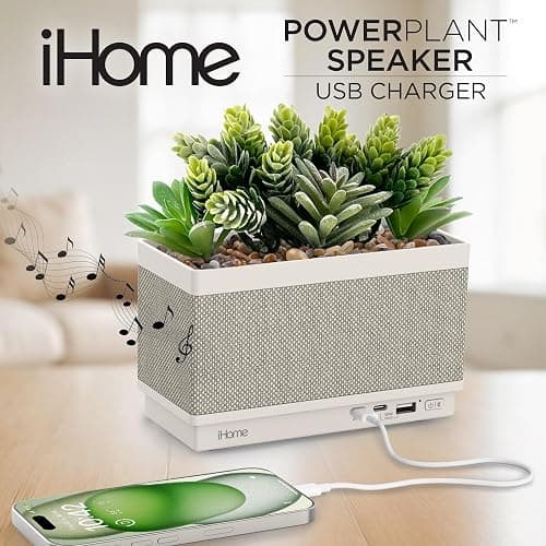 iHome PowerPlant Charging Station, Faux Succulent with USB Charging Station (Power Plant Speaker) thumbnail 2