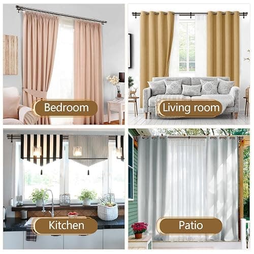 TONIAL1 Inch Double Curtain Rods for Windows 66 to 120 Inches (6-12ft), Heavy Duty Decorative Drapery Rod for 32 to 144 Inches (5.75-11.7ft) with Classic Cap Finial, Bronze thumbnail 5