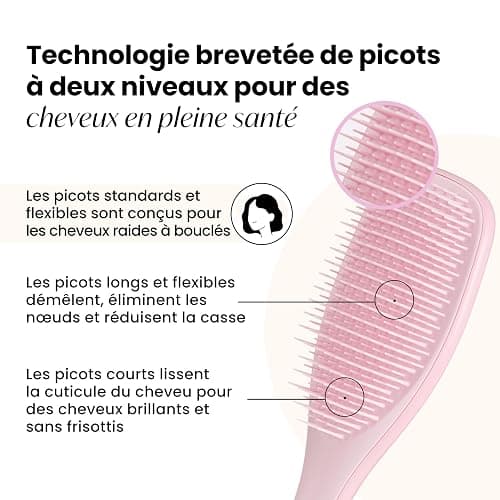 Tangle Teezer Ultimate Detangler Brosse à Cheveux Démêlante pour Cheveux Secs et Mouillés, Picots à 2 Niveaux, Réduit la Casse et Élimine les Nœuds, Tous Types de Cheveux, Rose Millennial thumbnail 2