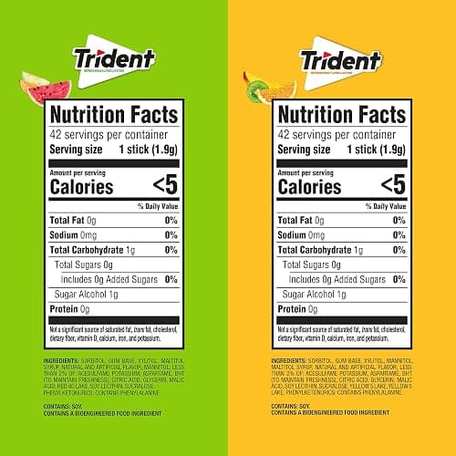 Trident Sugar-Free Chewing Gum Variety Pack Candy, Watermelon Twist & Tropical Twist Flavor, Bulk, 15 Packs of 14 Pieces (210 Total Pieces) thumbnail 2