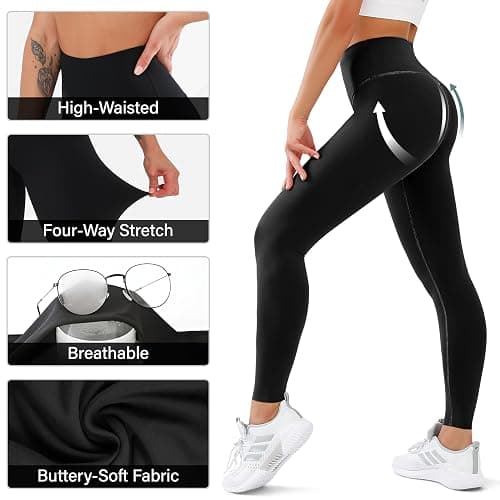 High Waisted Leggings for Women Tummy Control Buttery Soft Yoga Pants Womens Gym Workout Running Leggings thumbnail 4