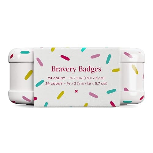Welly Bandages | FSA Eligible | Adhesive Flexible Fabric Bravery Badges | Assorted Shapes for Minor Cuts, Scrapes, and Wounds | Colorful and Fun First Aid Tin | Ice Cream Patterns - 48 Count thumbnail 7