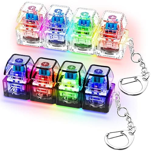 2 PCS Keyboard Fidget Toy, Keyboard Fidget with LED Light Keychain 4-in-1 Keyboard Decompression Button Finger Clicker Toys, Button Stress Relief Fidget for Kids Women(Clear Black) - Image 1