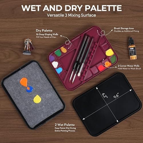 Nicpro All-In-One Miniature Painting Kit, Including 18 Colors Model Paint, Wet Palette, 11PCS Detail Paint Brushes Drybrush, Magnetic Painting Handle, 2PCS Sponges, 50PCS Pallet Paper and Brush Holder thumbnail 5