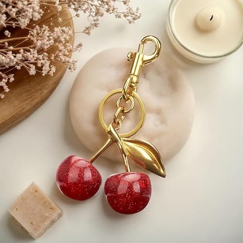 Cherry Keychain Bag Purse Charms For Handbags Cherry Accessories Mothers Day Birthday Ideas thumbnail 9