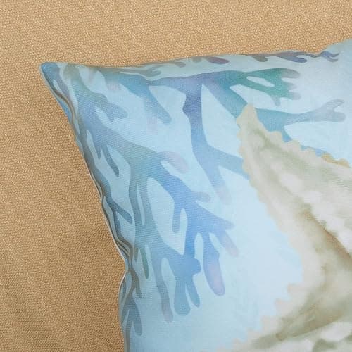 Bonhause Ocean Beach Throw Pillow Covers 18 x 18 Inch Seahorse Turtle Starfish Coastal Outdoor Decorative Pillows Soft Velvet Cushion Cases for Couch Sofa Bed Home Decor Set of 4 thumbnail 5