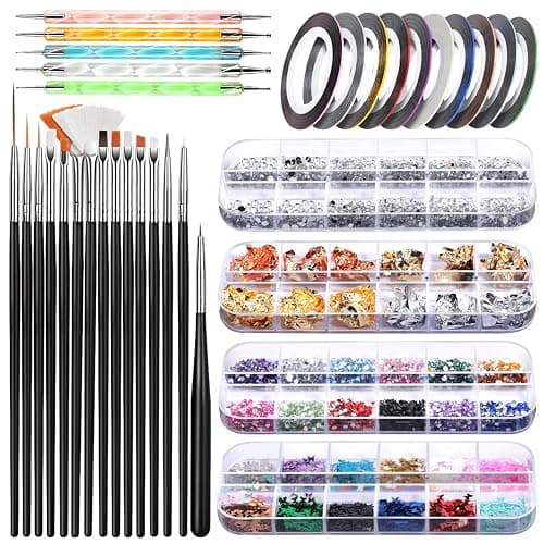 Teenitor Nail Art Kit Nail Art Tools, Nail Design Kit with Nail Art Brushes, Nail Tape Nail Gems Rhinestones, Nail Dotting Tools Nail Foil, Butterfly Nail Design Tools for Nail Art Supplies - Image 1