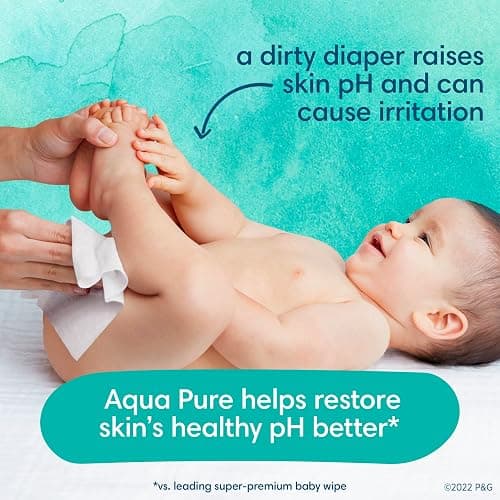 Pampers Baby Wipes Aqua Pure, 99% water-based wipes, Hypoallergenic and Unscented Baby Wipes, 672 Wipes Total (12 Flip-Top Packs) - 56 Count (Pack of 12) thumbnail 5