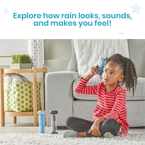hand2mind Calming Sensory Tubes, Rain Sound Fidget Tubes, Rain Stick Instrument, Toddler Sensory Toys, Calm Down Corner Supplies, Science Classroom Weather Toys, Play Therapy Activities thumbnail 3