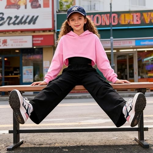 Voxikodex Girls Cute Clothes 3 Piece Cropped Hoodie + Cami Top + Cargo Pants Winter Spring Outfits for Teen Girls Size 7-14Y thumbnail 5