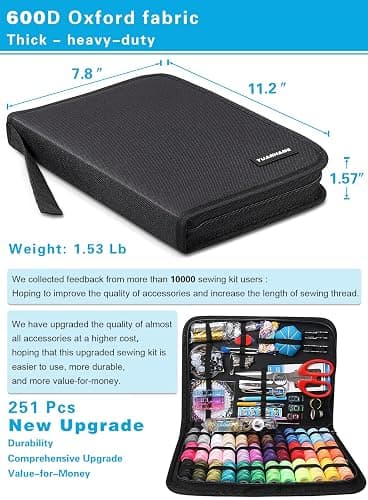 Large Sewing Kit for Adults: YUANHANG Newly Upgraded 251 Pcs Premium Sewing Supplies Set - Complete Sew Kit of Needle and Thread for Beginners - Travel Emergency - Basic Home Hand Sewing Repair Kits thumbnail 6