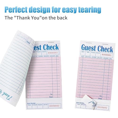 ZPARIK 6 Pack Pink Guest Checks Books for Servers Server Note Pads, Waiter Checkbook, Waitress Notepad for Restaurants, Paper Checks 50 Sheets/Pack, 300 Total Tickets thumbnail 4