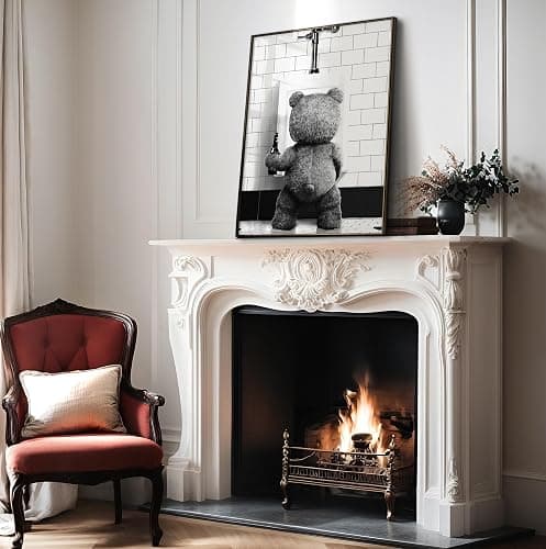 Poster Master Funny Teddy Bear Print - Humorous Gift for Men, Women, and Movie Fans - Black & White Wall Art for Bathroom, Restroom, Nursery, Kids Room - 8x10 UNFRAMED Wall Art thumbnail 4