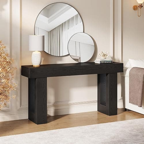 Tribesigns 63-Inch Long Console Table, Wooden Rectangular Sofa Table Behind The Couch, Farmhouse Entryway Table for Entrance, Hallway, Living Room (Black) - Black thumbnail 7