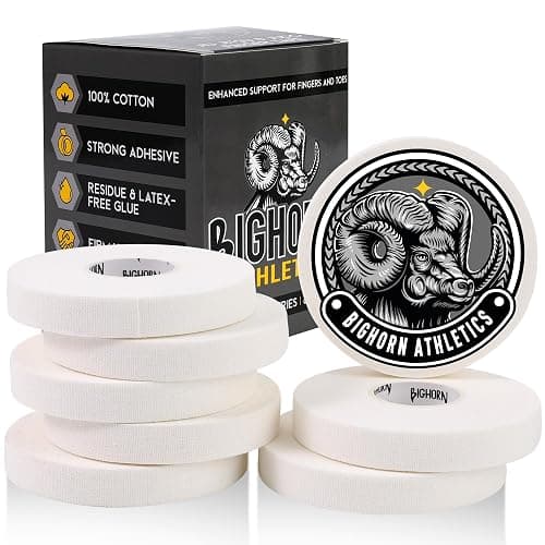 Bighorn Athletics Jiu Jitsu Finger Tape, Rock Climbing Tape | Multipurpose for Sports & Injuries: MMA, Volleyball, Football, Basketball, Tennis, Golf, Hands & Toes, 0.5-Inch x 45-feet, 8-Rolls, White - Image 1