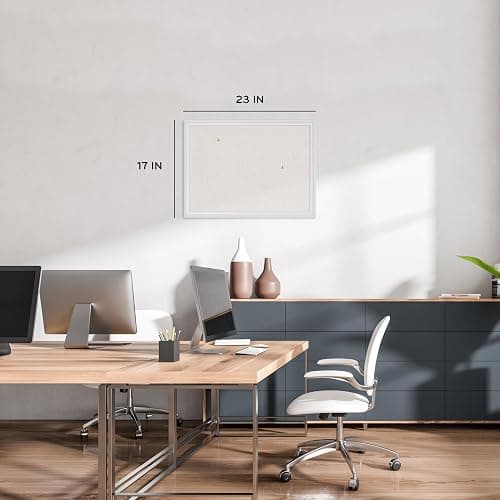 U Brands Bulletin Board, 18 x 24 Inch Linen Fabric Pin Board, Farmhouse White Wood Style Frame, Wall Message Center & Vision Board for Farmhouse Decor, Home Office, Classroom, Includes Push Pins thumbnail 3