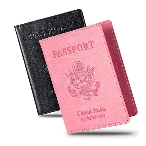 Honmein 2 Pcs Passport holders,Ultra Slim passport wallet,PU Leather Passport Cover for Women and Men - Image 1