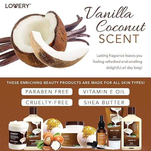 Gifts For Women Gift Basket for Women– 9 Piece Christmas Gifts Set of Vanilla Coconut Home Spa Set, Luxurious Holiday Bath and Body Sets Includes Fragrant Lotions, Extra Large Bath Bombs, Coconut Oil thumbnail 4